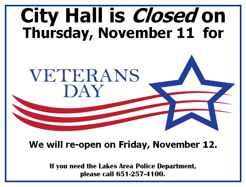 Closed for Veterans Day 11/11/2021