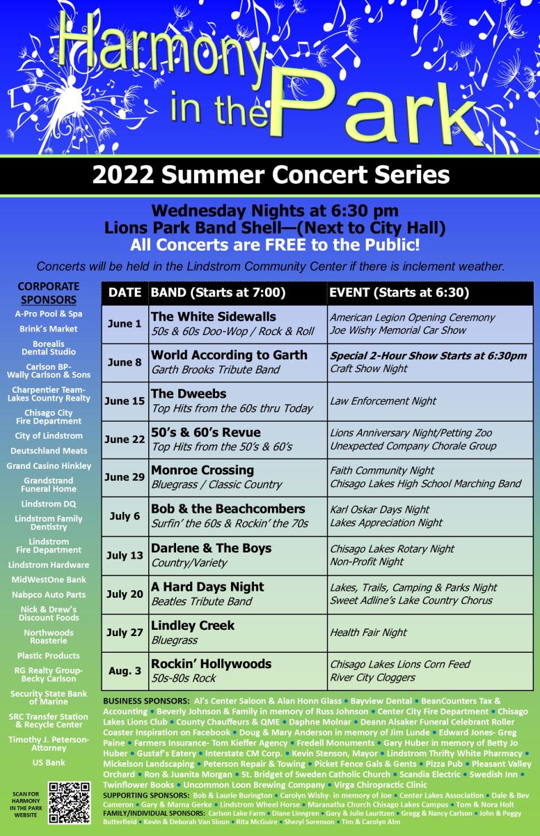 Harmony in the Park 2022 Schedule