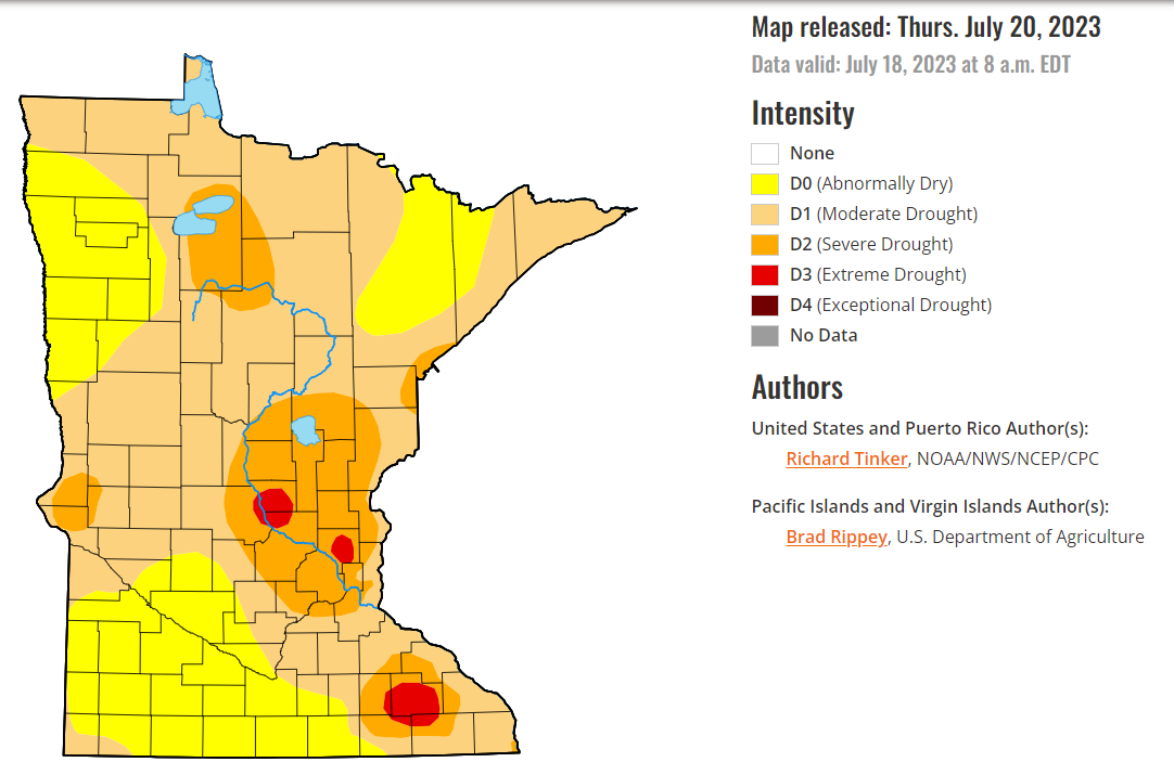 DNR Drought Map July 20, 2023