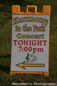 Harmony in the Park sign