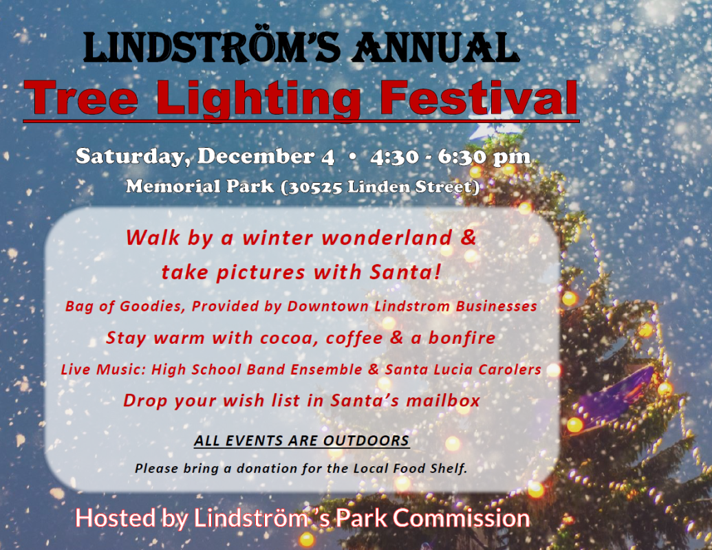 2021 Lindstrom Tree Lighting Festival Poster
