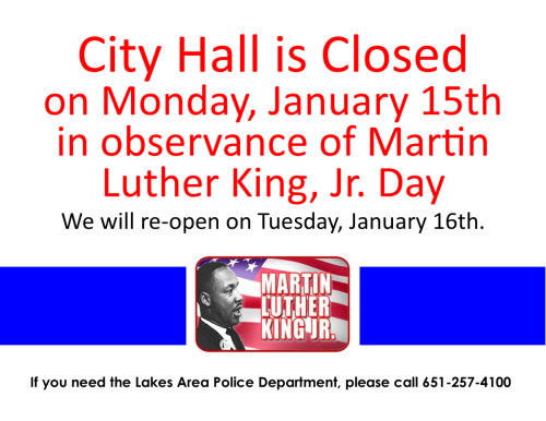 City Hall Closed - Martin Luther King Jr Day 2024