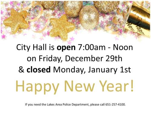 City Hall Closed - New Years Day 2024