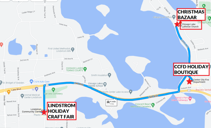 Large map of all 3 craft fairs